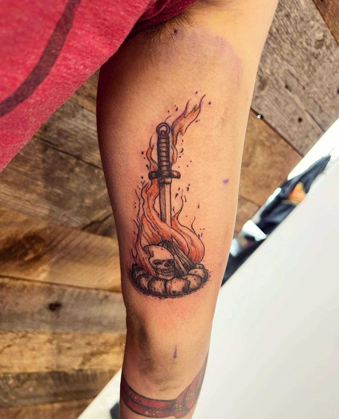 Bonfire Tattoo by Vinny Nguyen at Crimson Empire Tattoo in Edmonton Alberta Canada