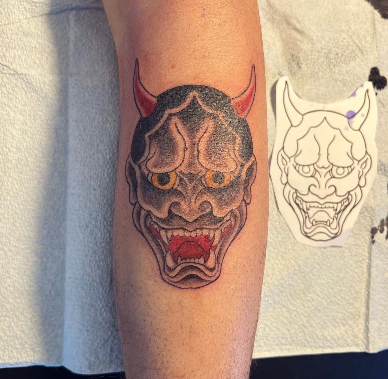 Hannya Mask Tattoo by Vinny Nguyen at Crimson Empire Tattoo in Edmonton Alberta Canada
