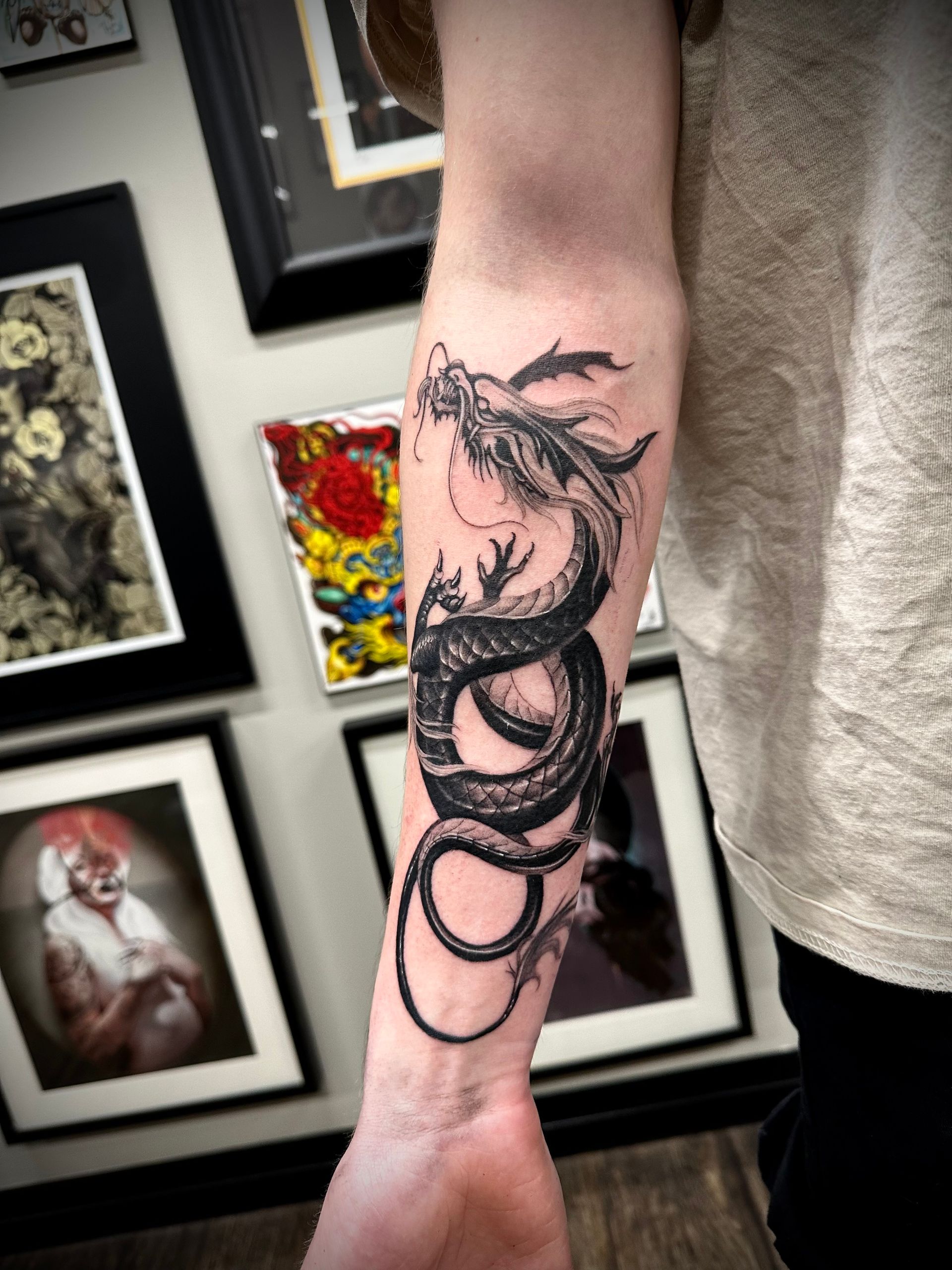 Dragon Tattoo by Jackson Sukhov at Black Gold Tattoo Co in Edmonton Alberta Canada