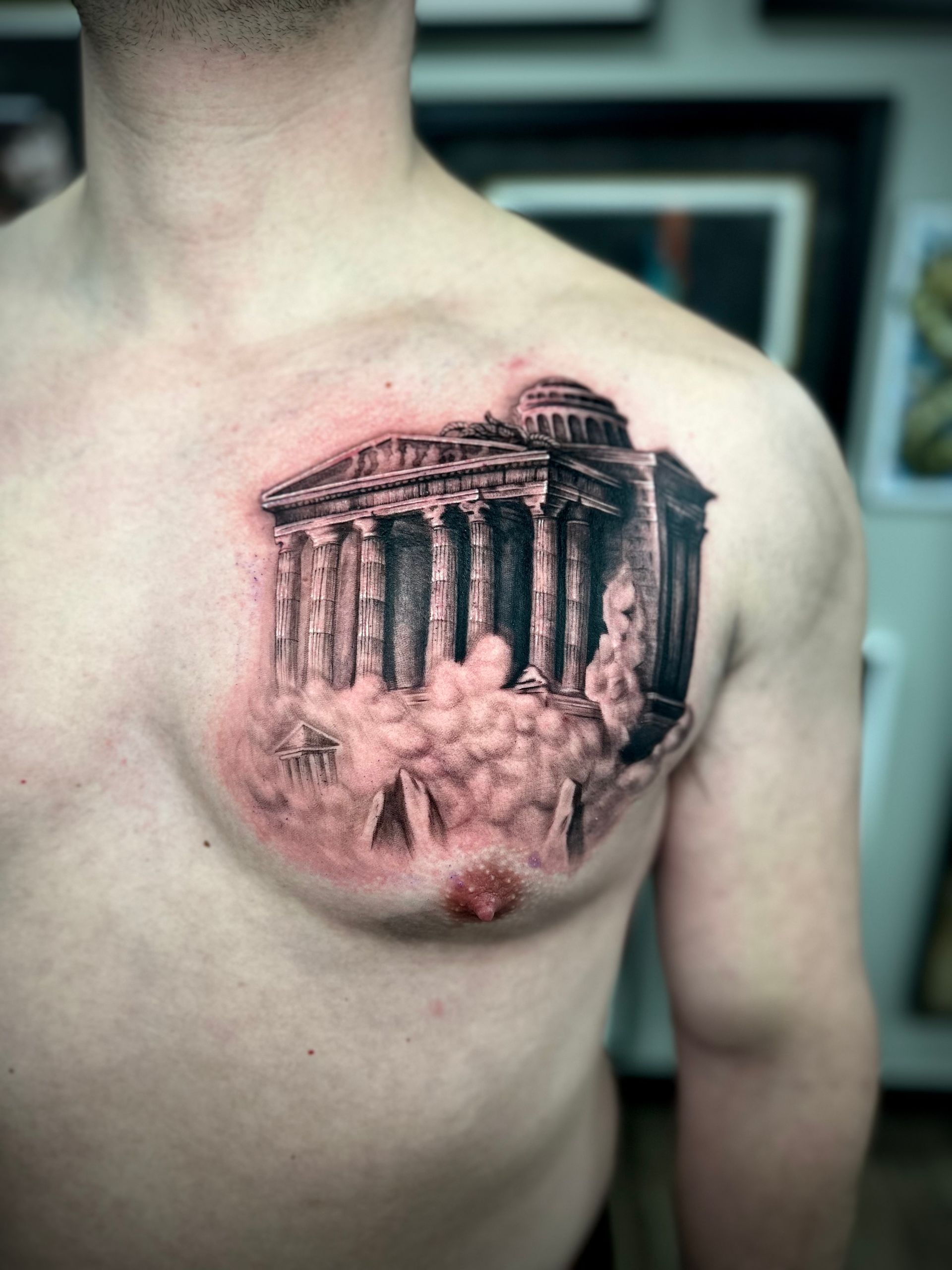 Roman Architecture Tattoo by Jackson Sukhov at Black Gold Tattoo Co in Edmonton Alberta Canada