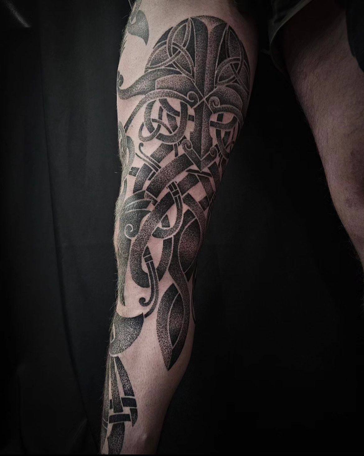 Nordic Dotwork Tattoo by Alex Arnautov at Black Gold Tattoo Co in Edmonton Alberta Canada