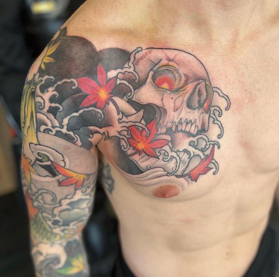 Skull Tattoo Curt Semeniuk at Crimson Empire Tattoo in Edmonton Alberta Canada