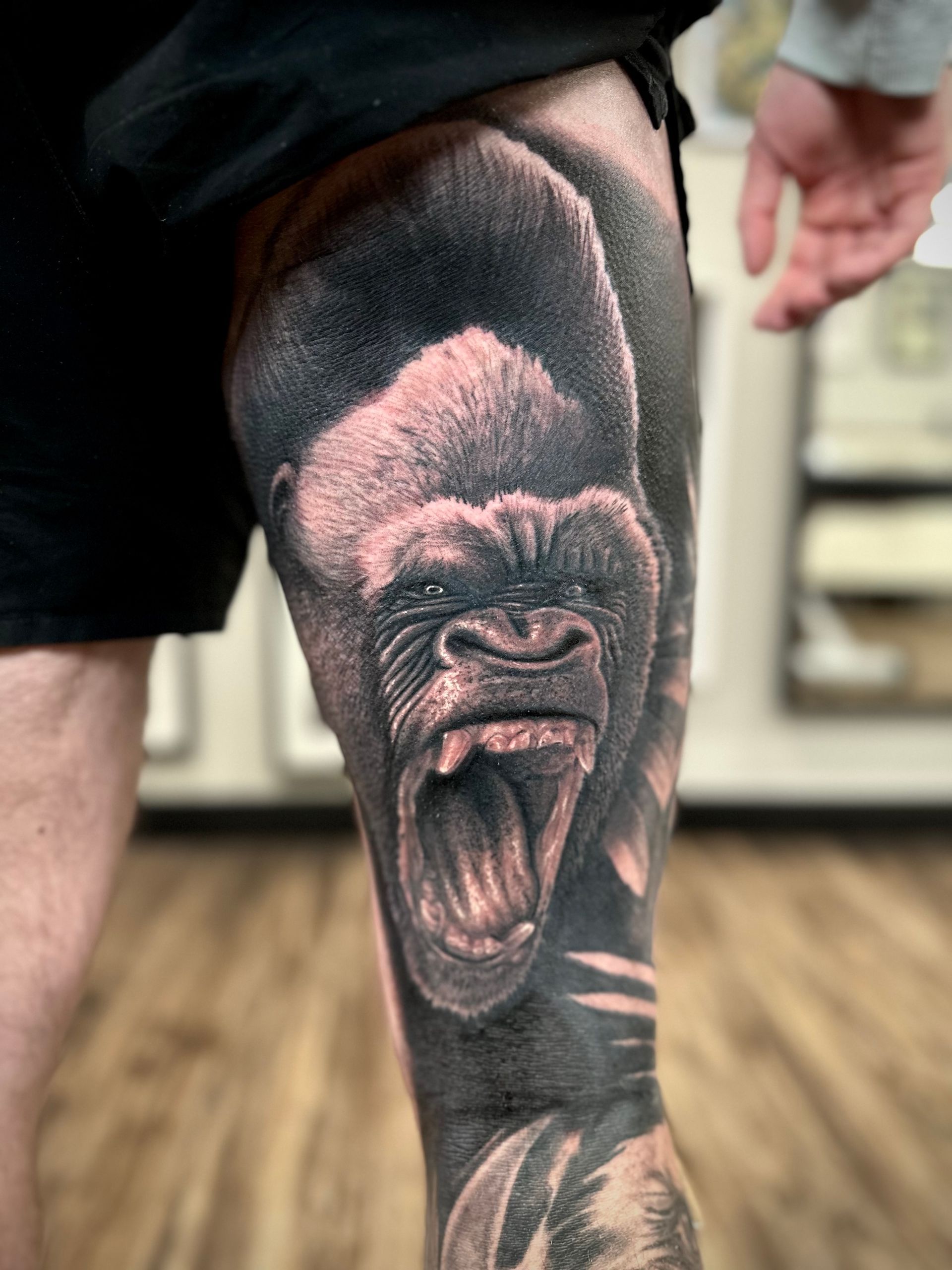 Gorilla Tattoo by Jackson Sukhov at Black Gold Tattoo Co in Edmonton Alberta Canada