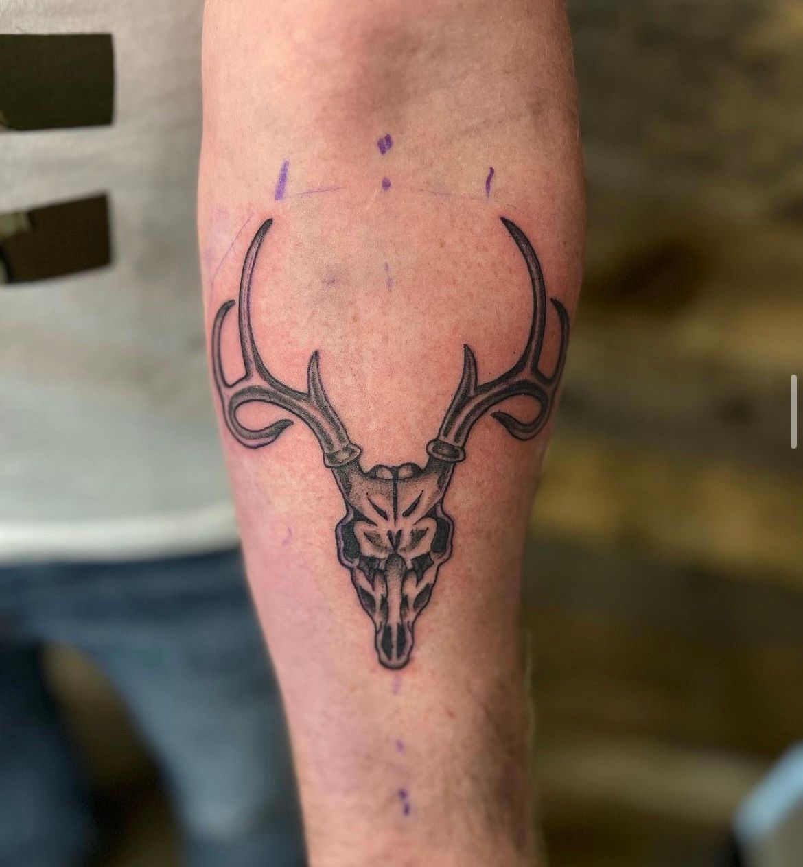 Deer Skull Tattoo by Vinny Nguyen at Crimson Empire Tattoo in Edmonton Alberta Canada