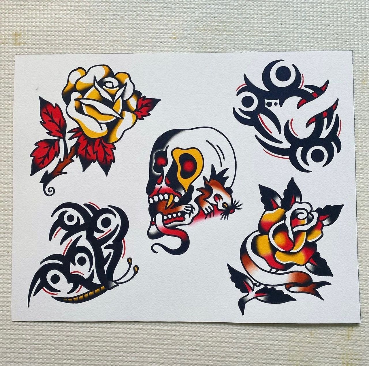 Traditional Flash Designs by JD Pezderic at Silver Ghost Tattoo in Edmonton Alberta Canada