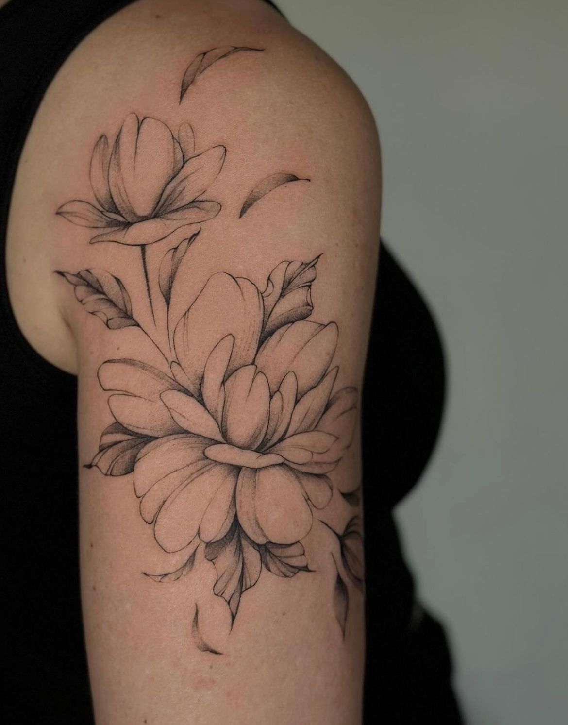 Floral Tattoo by Anastasiya at Silver Ghost Tattoo in Edmonton Alberta Canada