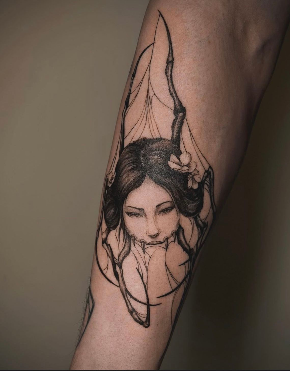 Spider Lady Tattoo by Anastasiya at Silver Ghost Tattoo in Edmonton Alberta Canada