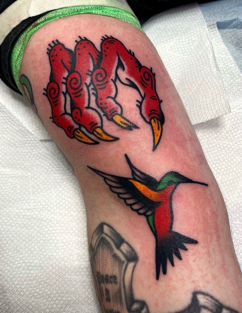 Hummingbird and Hand Tattoo by JD Pezderic at Silver Ghost Tattoo in Edmonton Alberta Canada