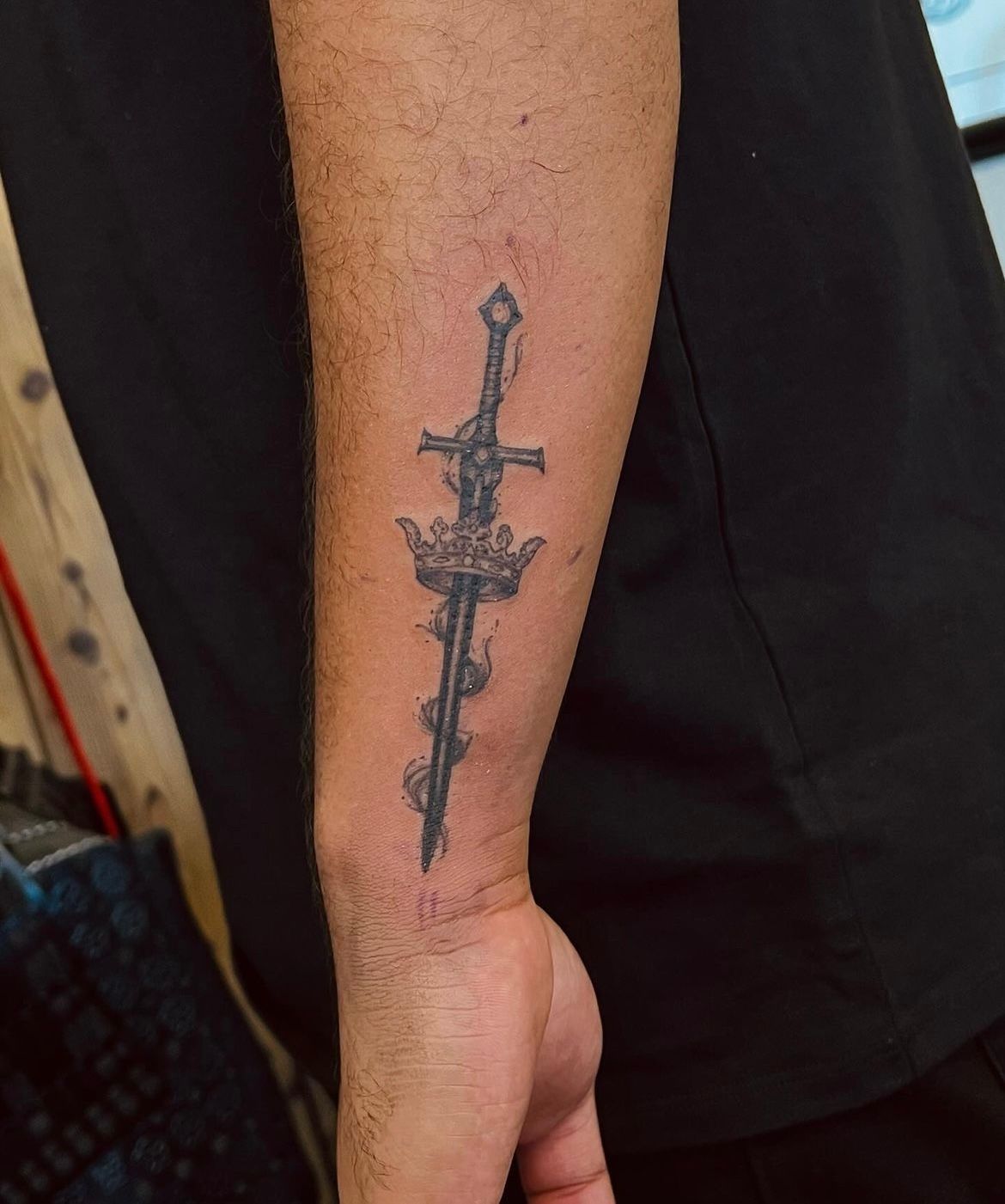 Sword and Crown Tattoo by Vinny Nguyen at Crimson Empire Tattoo in Edmonton Alberta Canada