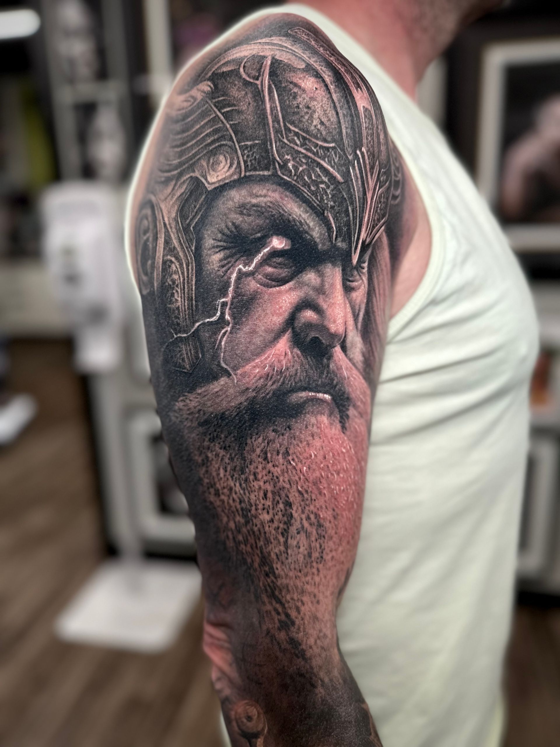 Odin Tattoo by Jackson Sukhov at Black Gold Tattoo Co in Edmonton Alberta Canada