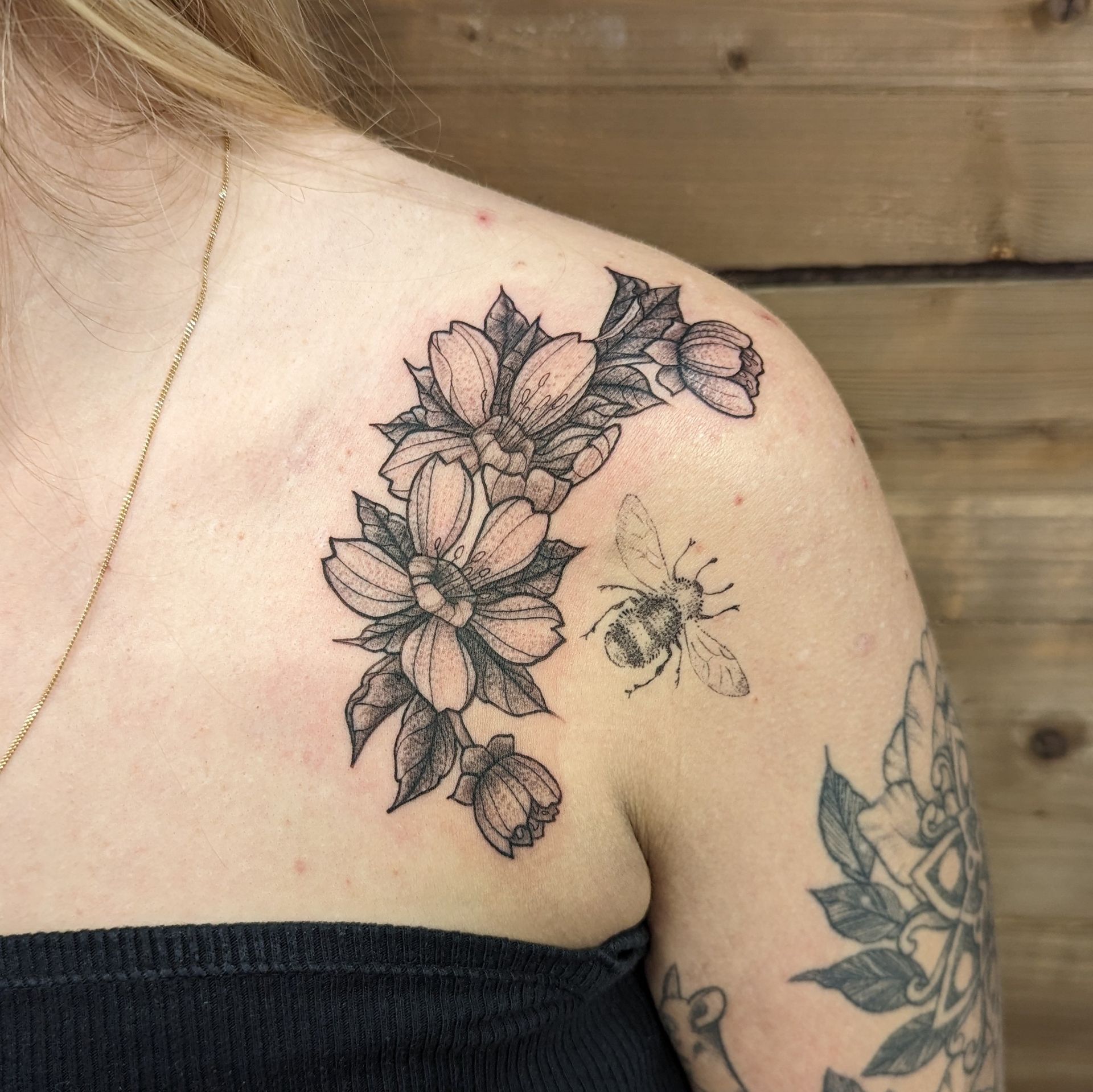 Floral Tattoo by Samantha Hnatiw at Crimson Empire Tattoo in Edmonton Alberta Canada