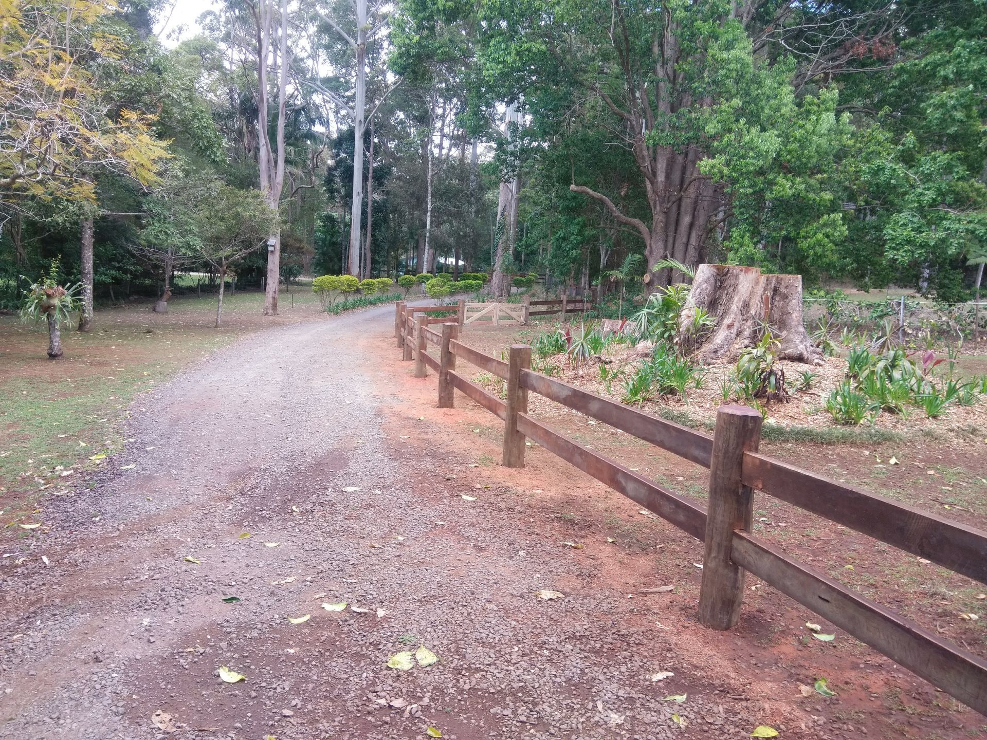 A Wooden Fence Surrounds A Grassy Field With Trees In The Background  — John Stark Fencing In West Woombye, QLD