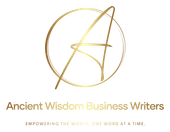 The logo for ancient wisdom business writers empowering the world one word at a time.