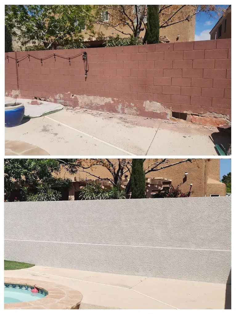 Comparison of before/after of a wall. 
