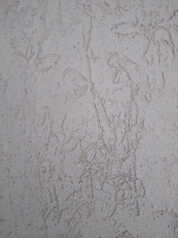 Textured white wall with a floral pattern.