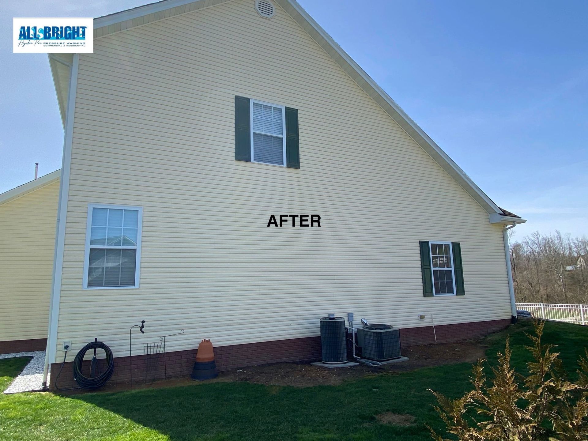 A house with a sign on the side that says `` after ''.