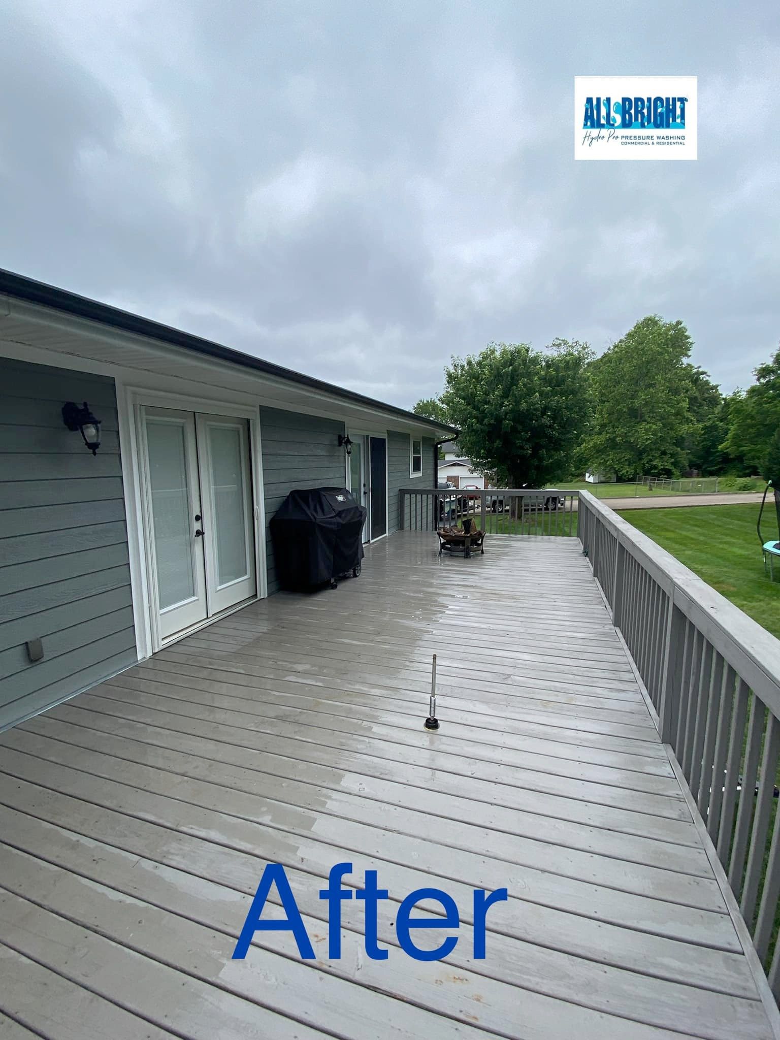 A picture of a deck with the words `` after '' written on it.