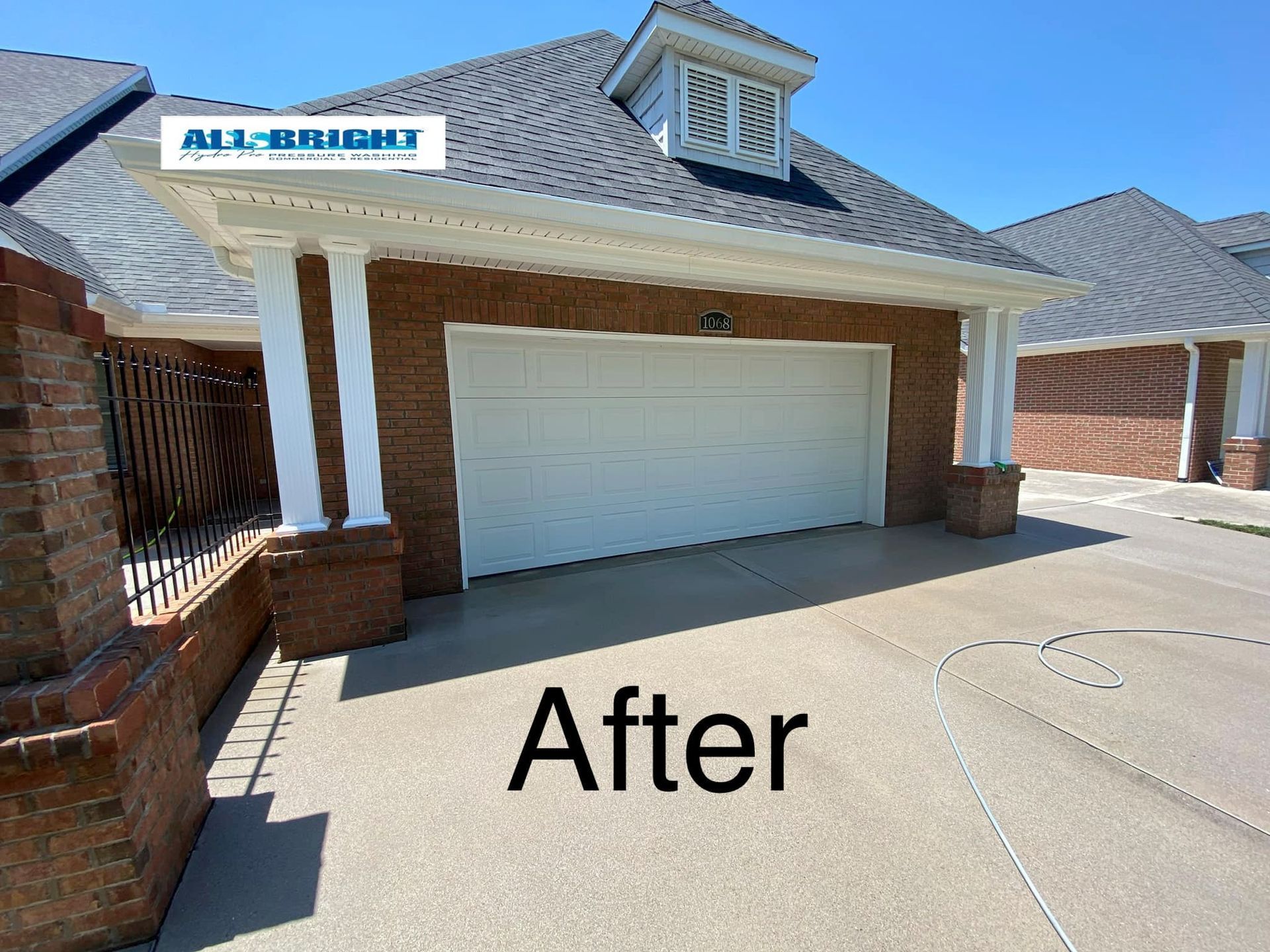 A picture of a garage door after being painted by all bright