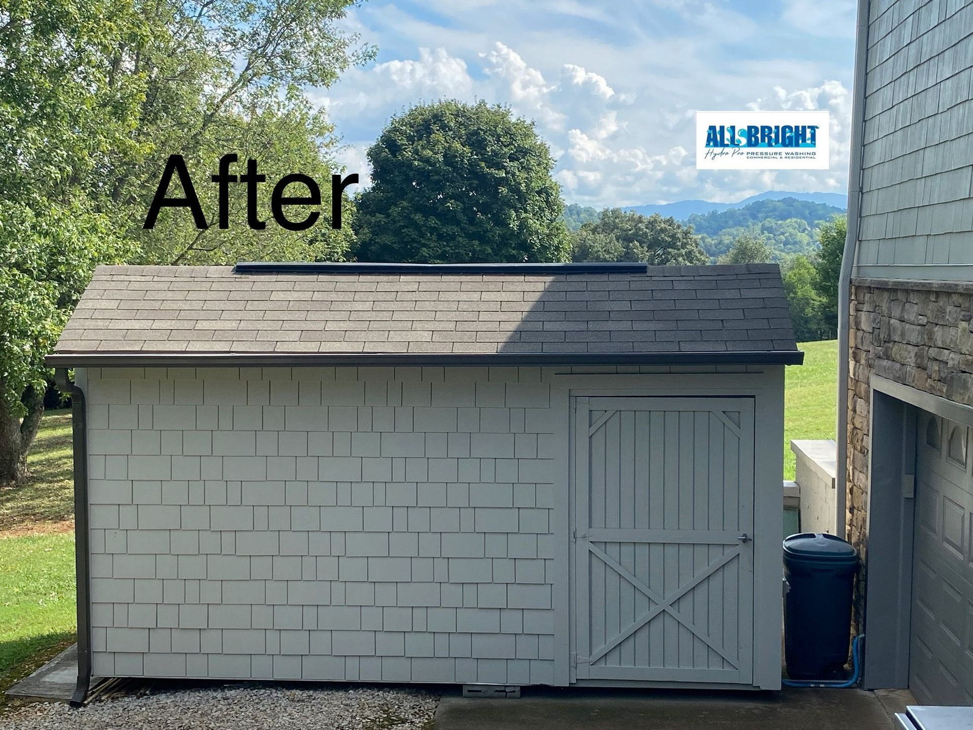 A picture of a shed with the words after on it