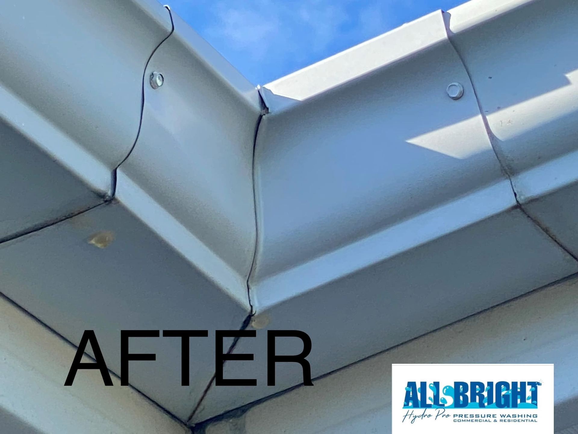 A picture of a gutter that has been repaired by all bright