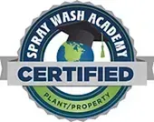 The spray wash academy logo is certified plant / property.
