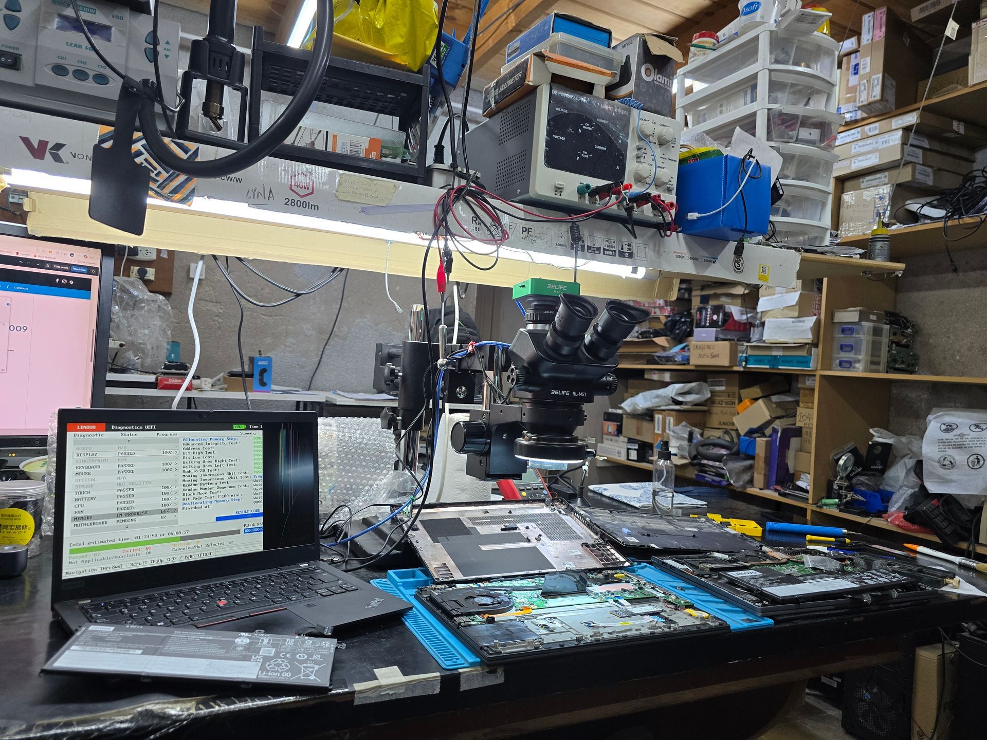Laboratorio técnico multimarca en Bahía Blanca con diagnóstico electrónico y reparación de notebooks Lenovo, HP, Dell, Asus y Acer