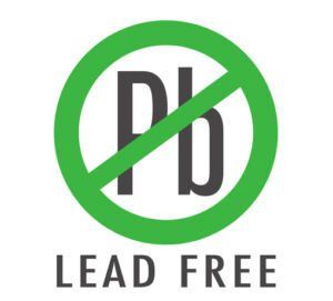 a green and white sign that says lead free