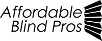 a black and white logo for affordable blind pros .
