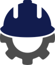 A hard hat is sitting on top of a gear.