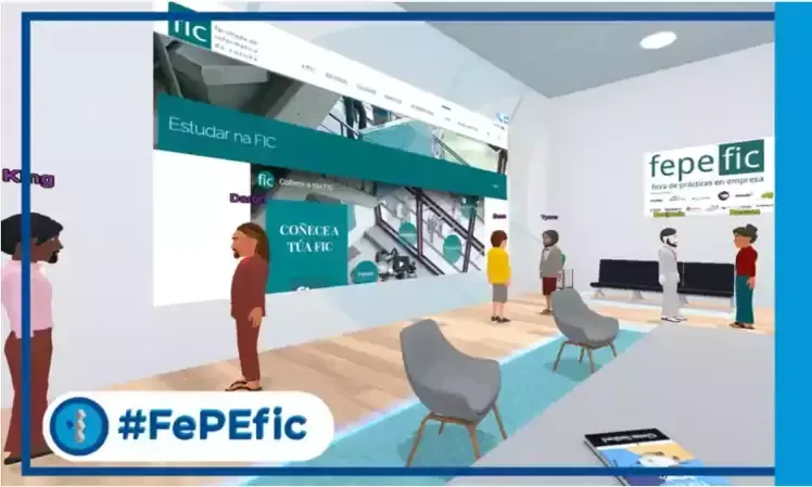 Virtual event: Avatars in a room, watching a screen with