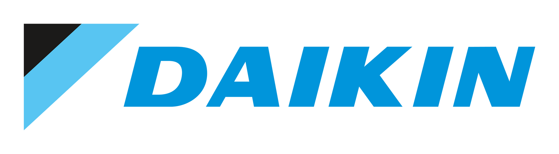 Daikin logo with a blue and black design and the brand name in blue text.