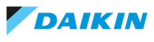 Daikin logo with a blue and black design and the brand name in blue text.