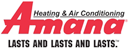 The logo for amana heating and air conditioning lasts and lasts and lasts.