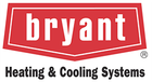 The logo for bryant heating and cooling systems is red and white.