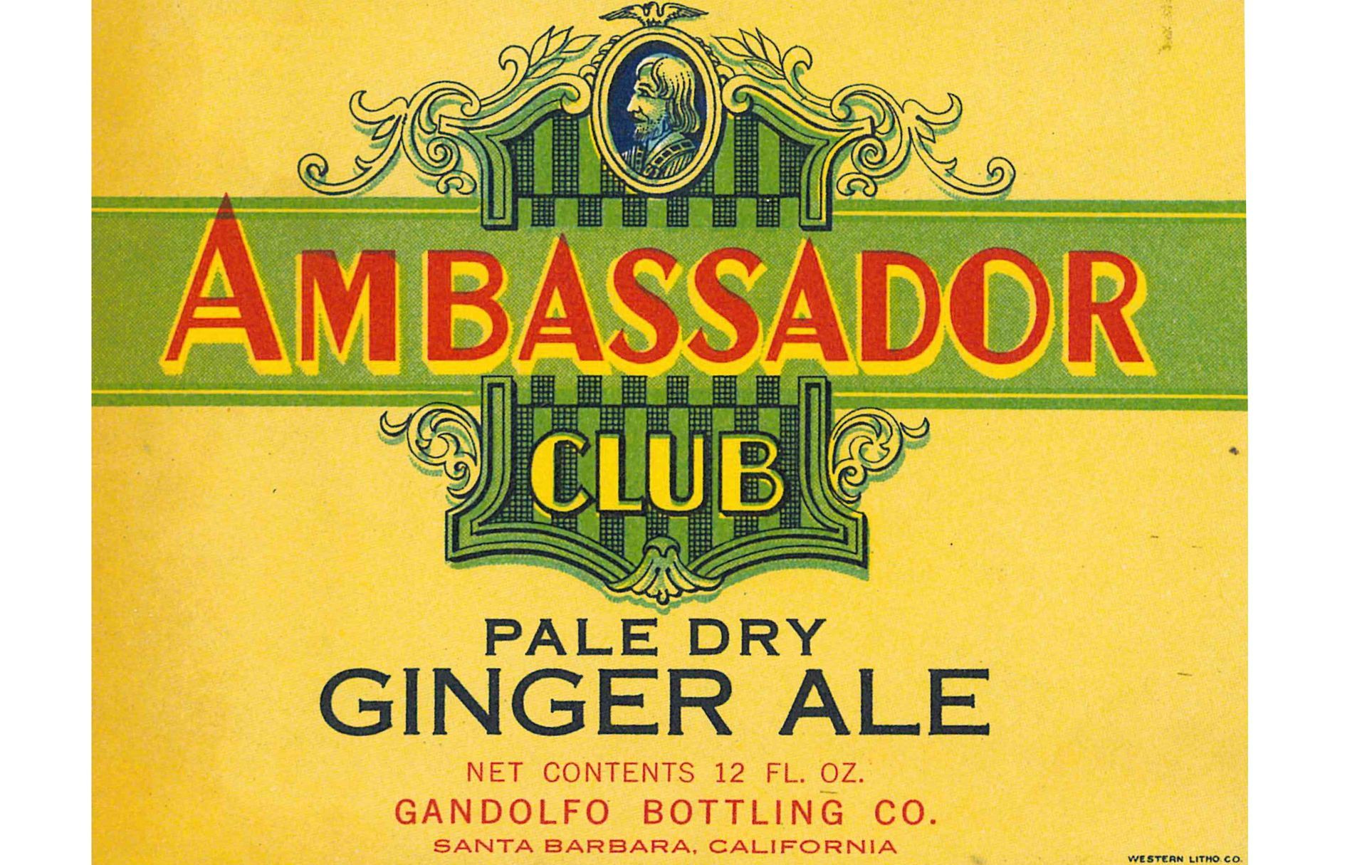 1920s ginger ale bottle label with vintage typography and design.