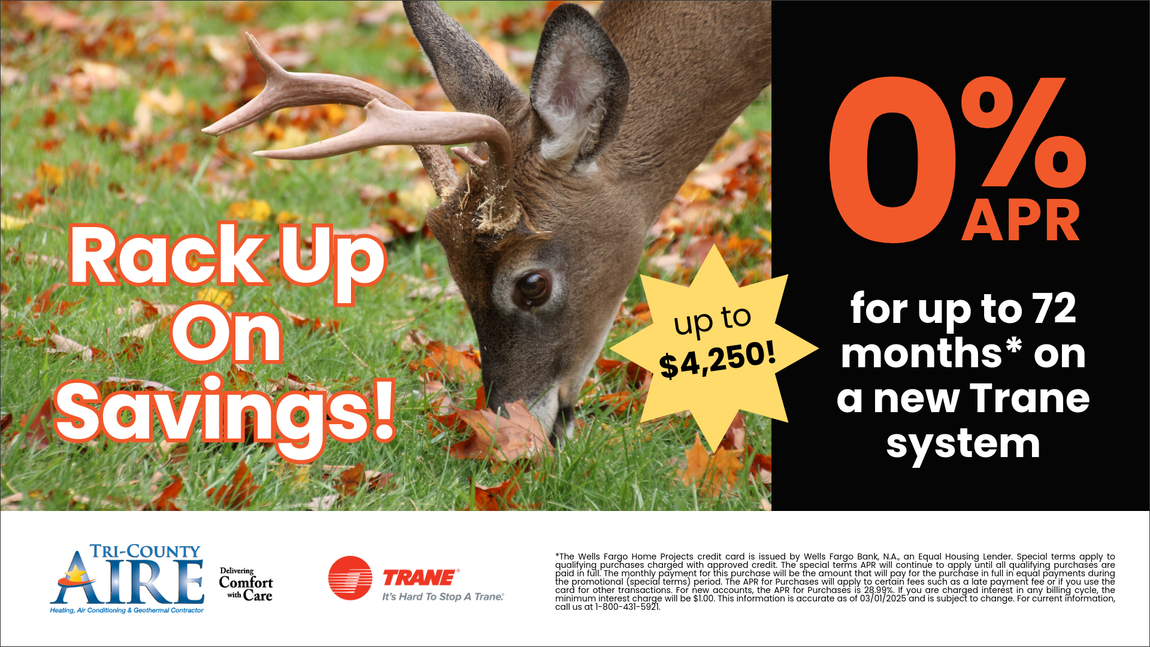 An advertisement for a new air conditioning system with 0% apr financing for 72 months