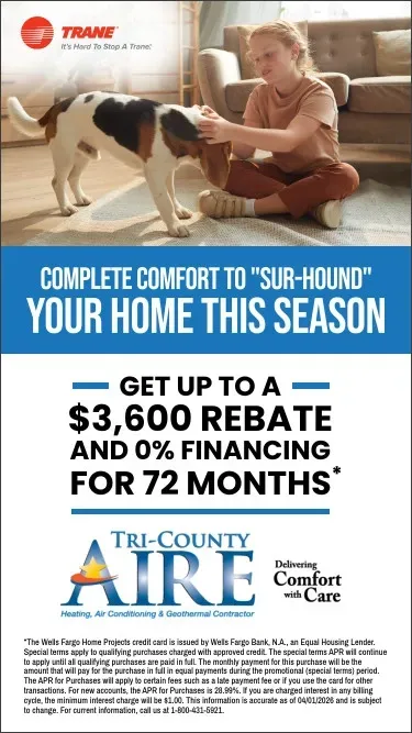 An advertisement for a new aire system with 0% apr financing for 72 months