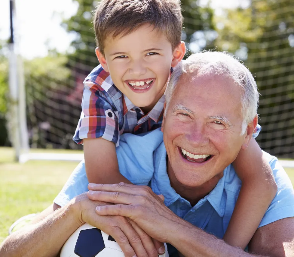 senior doing pushups and smiling