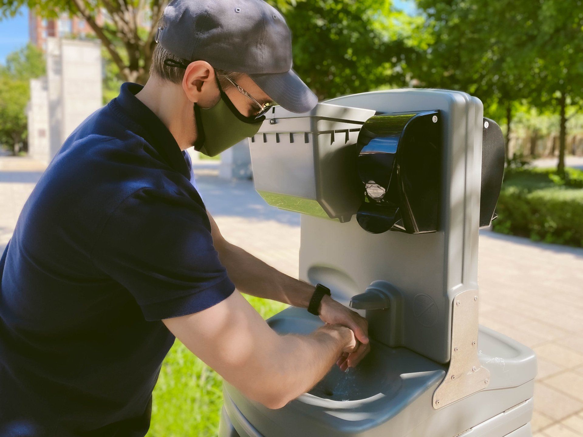 Man Washing His Hands — Rolla, MO — Watkins Portable Toilets
