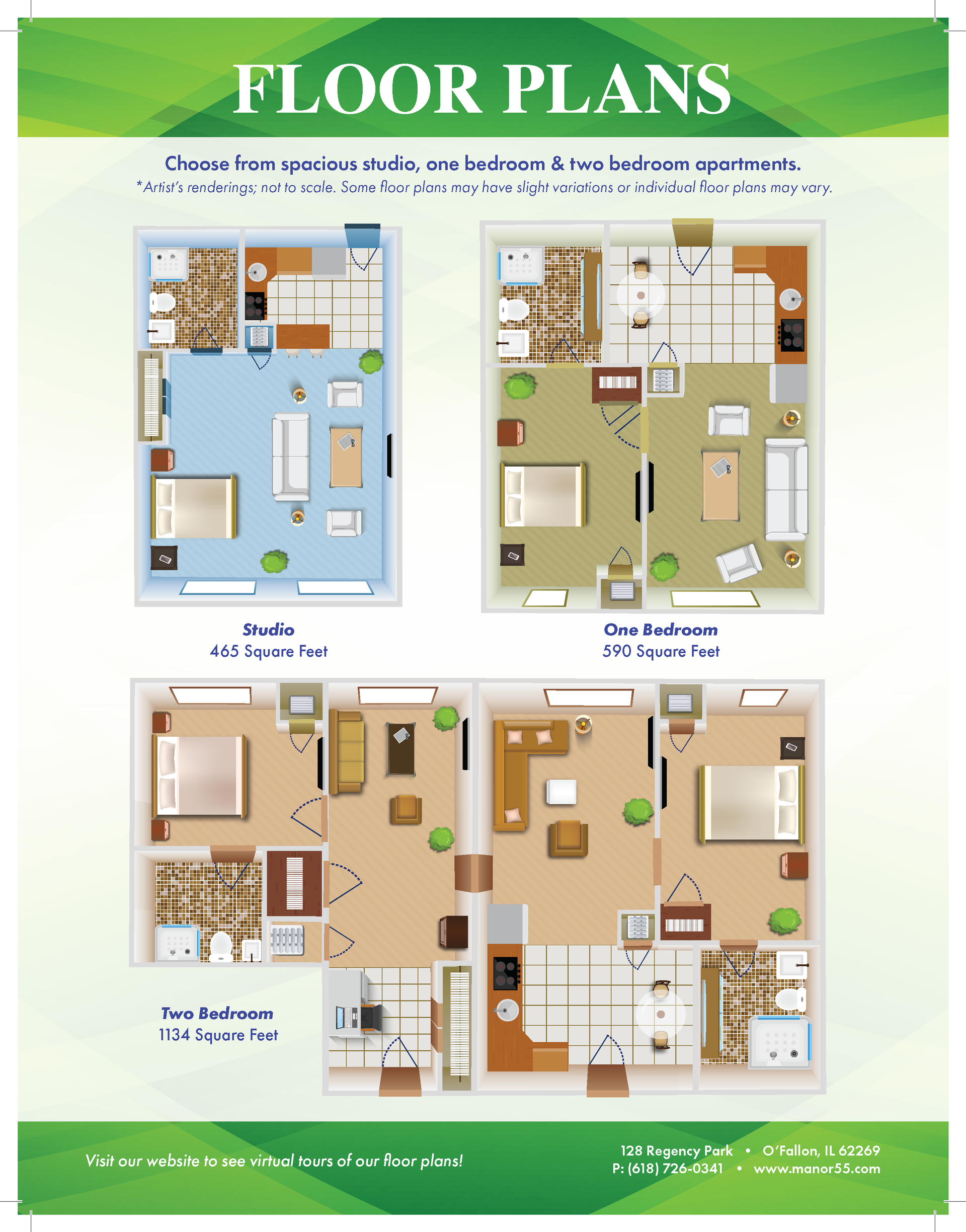 A poster with four floor plans of a house