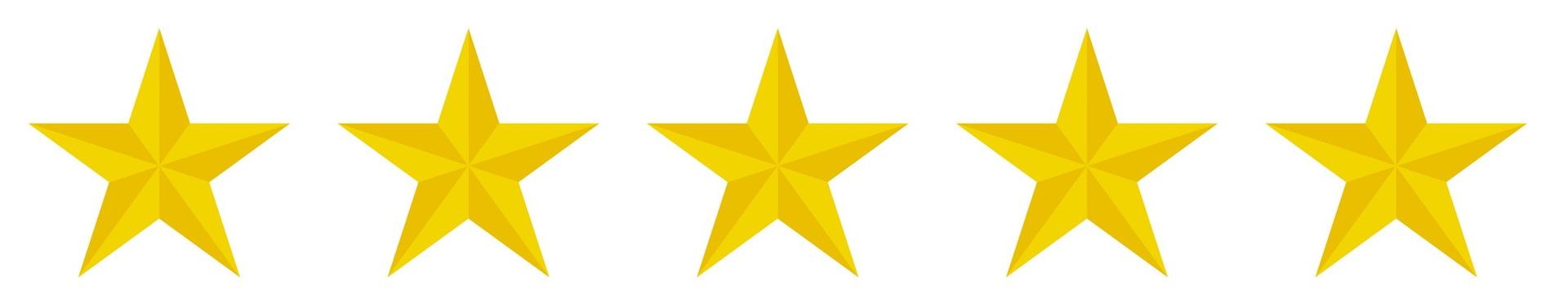 A row of yellow stars on a white background.