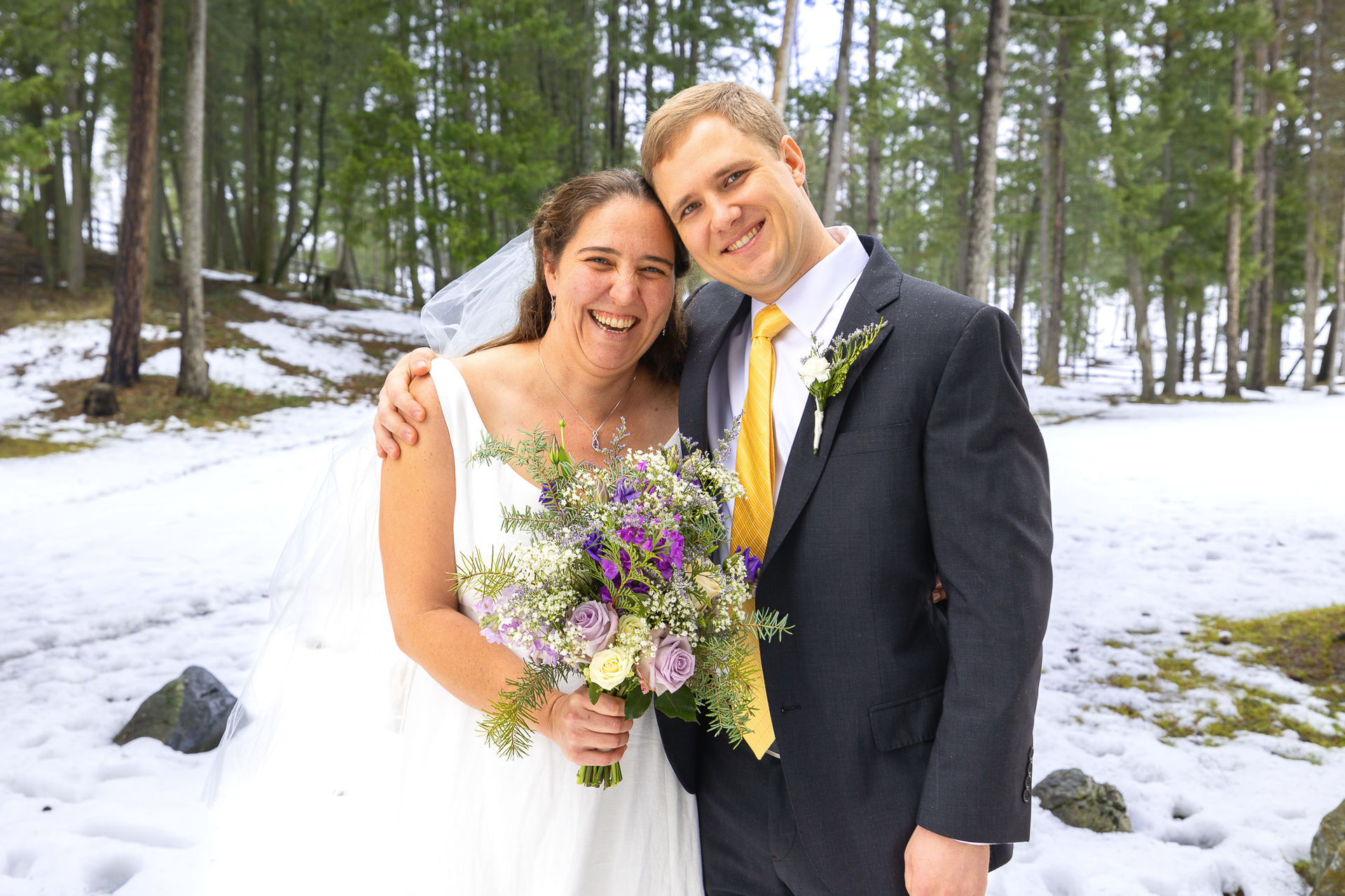 Happy bride and groom