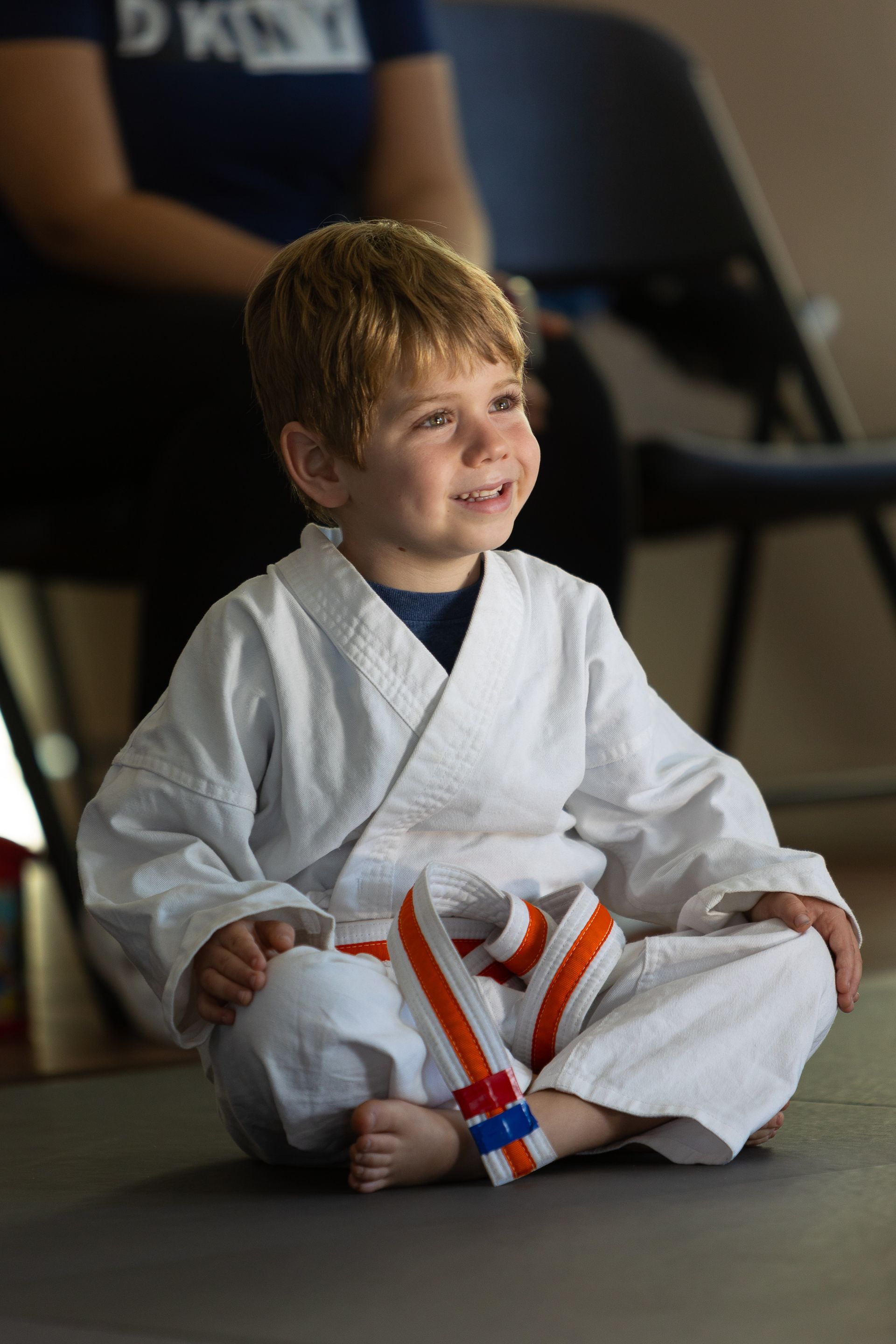Cute boy in martial arts class