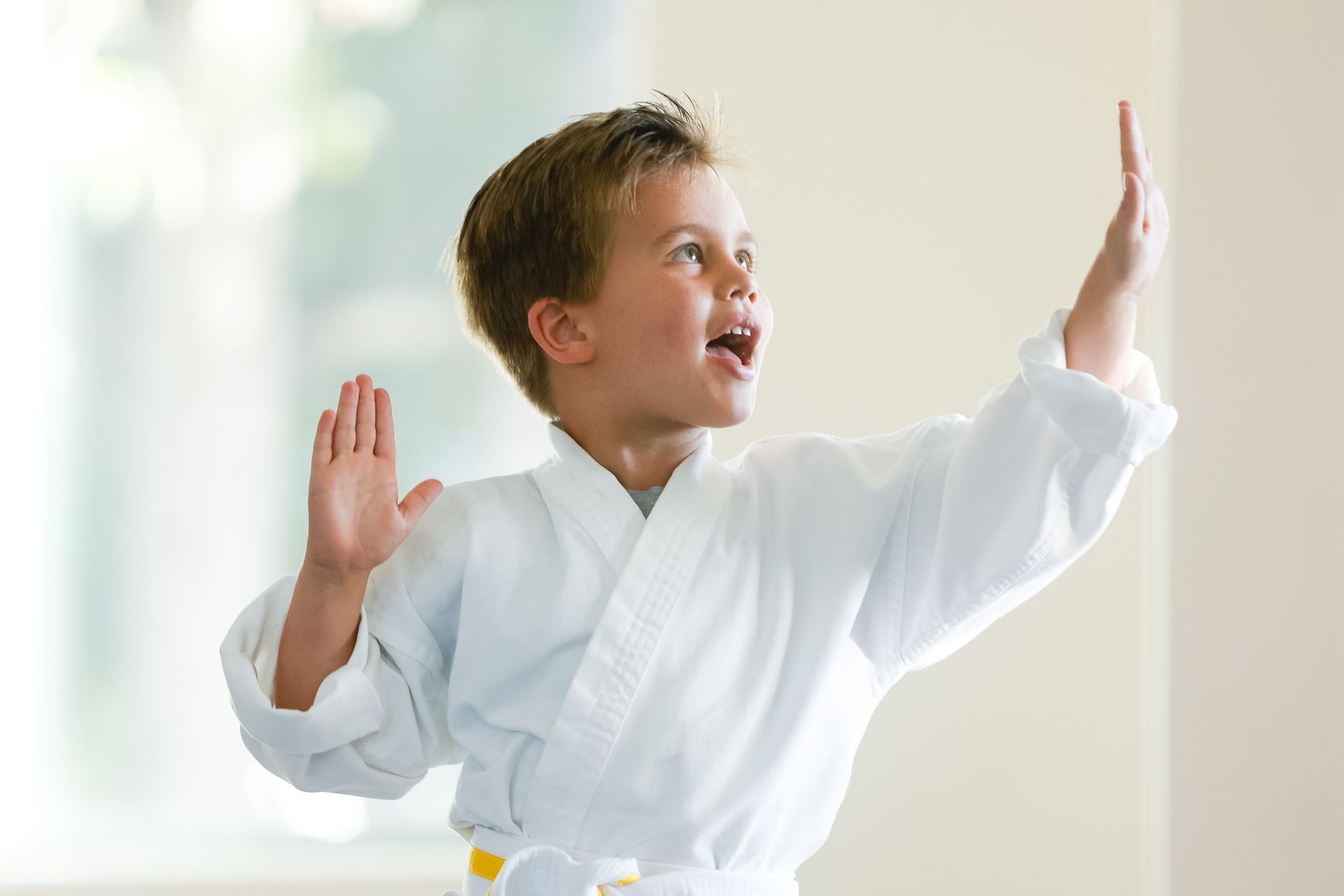 Young boy in martial arts class