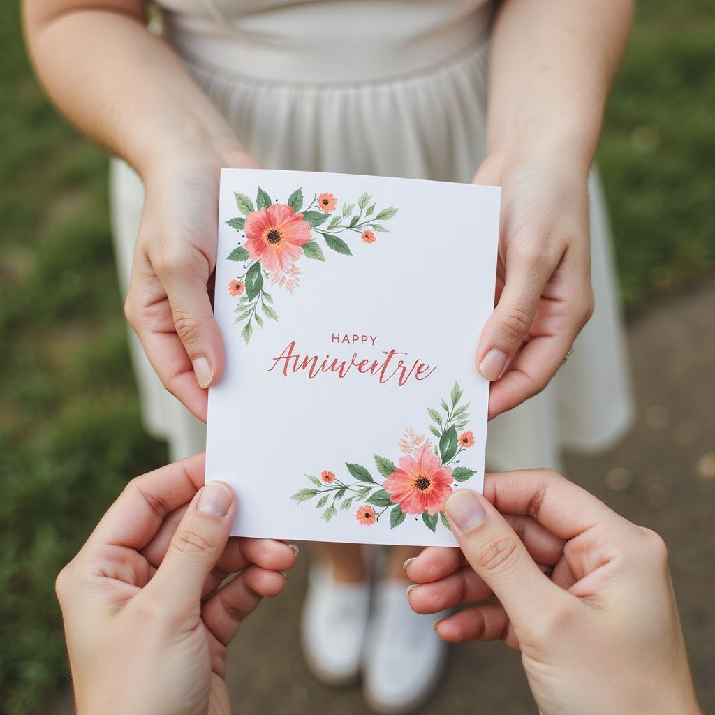 card with floral accents and 