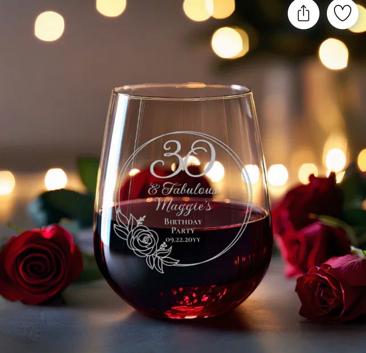 Stemless wine glass with 