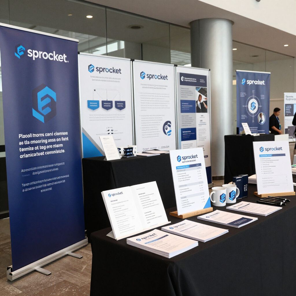 A trade show booth with 