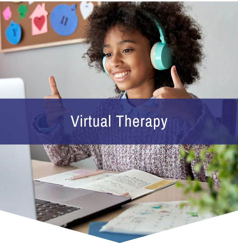 A girl wearing headphones is giving a thumbs up in front of a laptop computer.