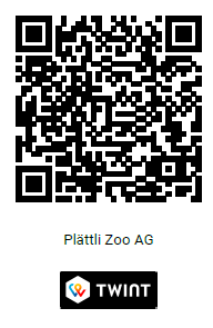 QR Code für Spende via TWINT an Plättli Zoo