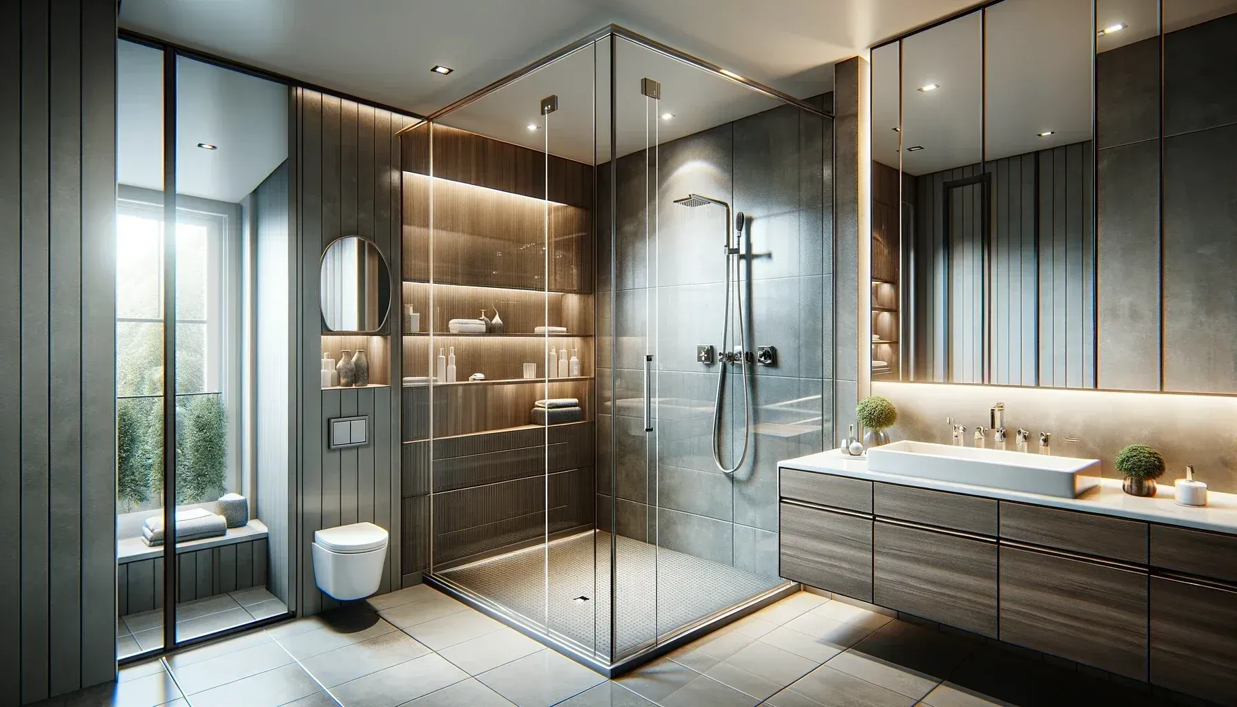 Smart glass bathroom fixtures